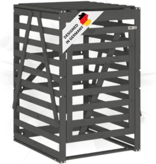 DELUKE® 1er Mülltonnenbox Kiefernholz BOUMI 84x90x128,5cm Grau Mülltonnenverkleidung für 1 Tonne Müllbox aus Holz Mülltonnenschutz Mülltonnendach