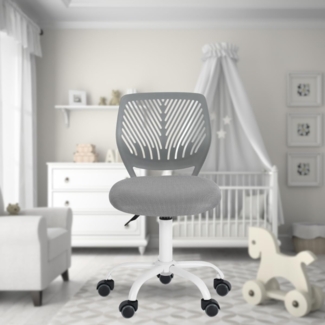 FurnitureR Vielseitiger Bürostuhl für Kinder, Arbeitsstuhl ohne Armlehnen, höhenverstellbar, drehbar, bunt, für Schule und Büro, zu Hause, grau