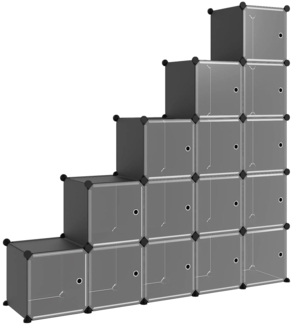 vidaXL Regalsystem mit 15 Würfeln und Türen Schwarz PP 340554
