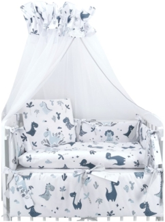 Babybettwäsche-Set für Beistellbett 40×90 – Dino Blau, 6-tlg.