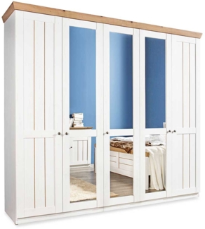 Kleiderschrank LIV'IN Basel, Holzwerkstoff, Weiß, Holzfarben, 256 x 226 x 60 cm