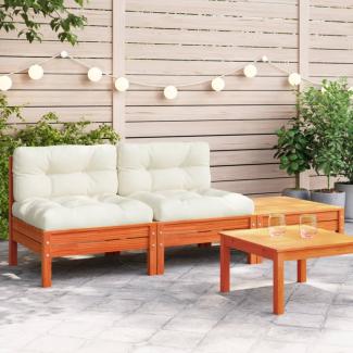 vidaXL Gartensofa mit Kissen und Hocker 2-Sitzer 838182