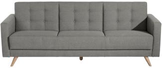 Julian Sofa 3-Sitzer mit Bettfunktion Flachgewebe Hellgrau Buche Natur