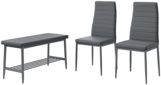 Vicco Sitzbank und Stuhl Grau 85 x 46.5 cm 3-teiliges Set, Grand