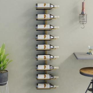 vidaXL Wand-Weinregal für 9 Flaschen Golden Eisen 340901