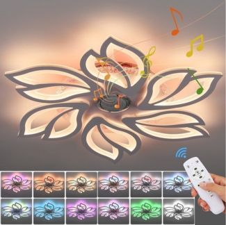LETGOSPT Deckenleuchte LED Deckenlampe mit Bluetooth Lautsprecher, Dimmbar mit Fernbedienung, LED fest integriert, Warmweiß, Naturweiß, Kaltweiß, RGB, RGB Hintergrundbeleuchtung Deckenleuchte für Schlafzimmer Wohnzimmer