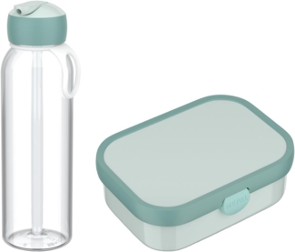 Mepal - Pausenset Campus - Set für Kinder mit Bento Brotdose und Flip-Up Wasserflasche - Lunch-Set für die Schule oder unterwegs - Spülmaschinenfest - 750 + 500 ml - Cool Mint