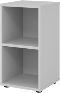 bümö Regal grau, Standregal aus Holz für 2 Ordnerhöhen - Bücherregal klein 40 cm schmal, Aktenregal für Ordner & Bücher, kleines Büroregal, Holzregal, Ordnerregal, Buchregal Dachschräge, 924RE-5