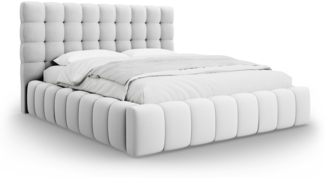 Micadoni Stauraumbett mit Kopfteil Mamaia Strukturierter Stoff Hellgrau 180x200