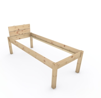 Pfostenbett "metallarm" Zirbe Holzbett "Daybett" 80 x 200cm 58cm Einzelbett
