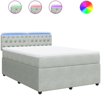 vidaXL Boxspringbett mit Matratze Hellgrau 140x190 cm Samt 3290040