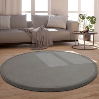 Paco Home Teppich Tatami 475, rund, Höhe: 24 mm, Kurzflor, Uni Farben, mit Memory Foam, waschbar