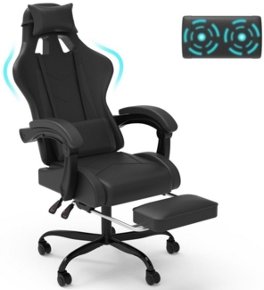 GUNJI Gaming Chair Massage Gaming Stuhl mit Fußstütze, 90-135° Rückenlehne einstellbar