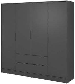 Lomadox Kleiderschrank KNOCK-160 in graphit, 4 Türen, 2 Schubkästen, 206 cm breit