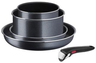 TEFAL Pfannenset Ingenio XL Force L1589502 Backen Durchmesser 16cm/20cm/22cm/28cm Nicht geeignet für Induktionskochfeld Abnehmbarer Griff Schwarz