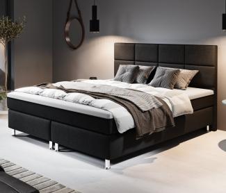 Boxspringbett Rotterdam Plus mit integriertem Topper 180x200 Webstoff Schwarz