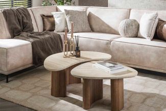 KAWOLA Couchtisch PRETO Set 2-tlg. Keramik weiß 36 x 44 x 88 cm