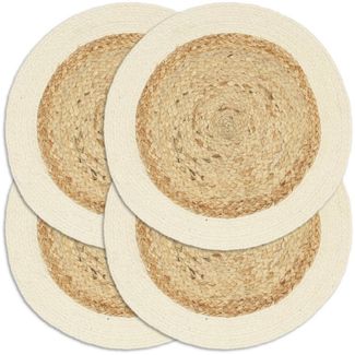 Tischsets | Platzset 4 Stk. Natur 38 cm Rund Jute und Baumwolle