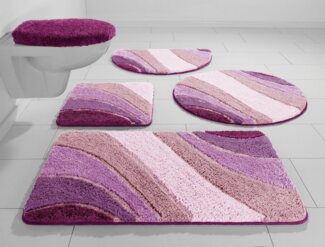my home Badematte Josie, Badvorleger, Badezimmer Teppich, Höhe 20 mm, rutschhemmend beschichtet, fußbodenheizungsgeeignet, schnell trocknend, strapazierfähig, Polyester, rechteckig, 3-tlg. Hänge-WC Set, Badteppich, Badematten, rechteckig, rund & als 3-...