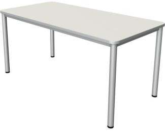 Kerkmann Schreibtisch Prime 160x80x75 cm 4 Bein-Gestell alusilber Weiß