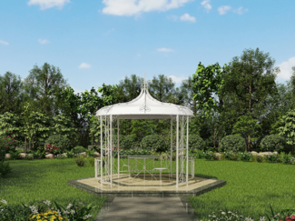 Vente-unique - Gartenpavillon - Metall - 300 x 290 cm - Weiß - TILCARA