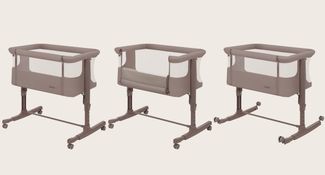 Lionelo Aurora 3 in 1 Babybett bis 9 kg, Beistellbett, Wiege, Höhenverstellug und Einstellung der Neigung der Matratze, 4 Räder mit Bremse Ergonomische Matratze Tasche