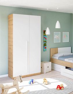 Kleiderschrank >NOA< in Nodi-Eiche/Artik-Weiß - 90x200x52 (BxHxT)