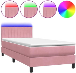 vidaXL Boxspringbett mit Matratze Rosa 80x220 cm Samt 3317102