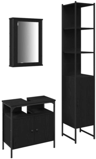vidaXL Badezimmermöbel Set 3 pcs Schwarze Eiche 33 x 33 x 185.5 cm 3334397