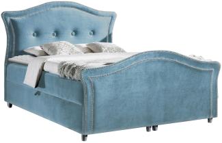 Boxspringbett Bedran Lux, Blau, 160 x 200 cm