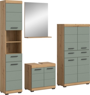 INOSIGN Badmöbel-Set Siena, 4 teilig, bestehend aus:, (Set), Hochschrank, Waschbeckenunterschrank, Badspiegel, Midischrank