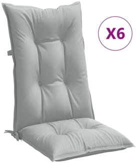 vidaXL Hochlehner-Auflagen 6 Stk. Melange Hellgrau 120x50x7 cm Stoff 4002348