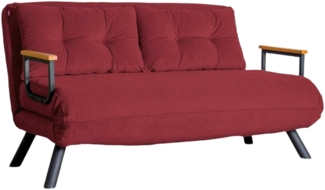 Dmora 2-Sitzer SchlafsofaCalvin, Verwandelbares Sofa, Lineare Stoffstruktur, Schlafsessel mit Stauraum, 133x78 h78 cm, Rot