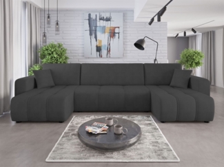 Wohnlandschaft mit Schlaffunktion DAGNY Sofa U-Form in Stoff Cosmic Anthrazit