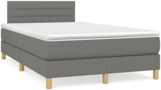 vidaXL Boxspringbett mit Matratze und LED-Beleuchtung, Stoff dunkelgrau, 120x190 cm