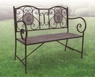 Mosaik Bank Gartenbank Parkbank Sitzbank Keramik Gartenmöbel Eisenbank