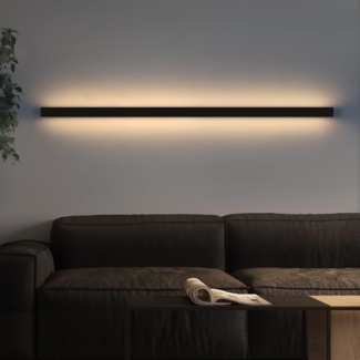 ZMH Wandlampe led Wandleuchte innen - Modern 100CM 34W Flur Up Down Warmwei? Flurlampe Wohnzimmerlampe Schwarze Bettlampe Wandbeleuchtung fr Treppenhaus Wohnzimmer Kinderzimmer Schlafzimmer