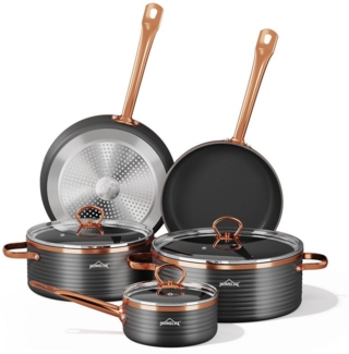 HOMELUX Topf-Set Induktions Töpfe Set, Antihaftbeschichtung,für alle Herde, Aluminium (Set, 8-tlg, 2 Pfannen+2 Kochtöpfe+1 Kasserolle), induktion