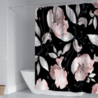 BYSURE Duschvorhang Breite 180 cm (1-tlg), Wasserdichter Duschvorhang mit Retro-Blumen-Aquarell-Rose