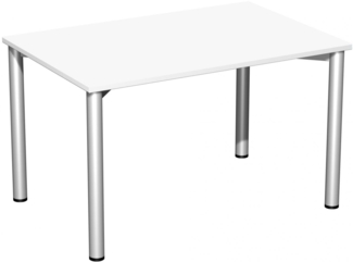 Konferenztisch Rundfuß, 120x80cm, Weiß Silber