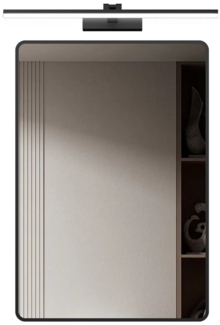 WDWRITTI Wandspiegel Badspiegel Schwarz modern 50x70 80x60 100x60 mit Beleuchtung Rechteck (Spiegel Bad Led mit licht 120x70 100x70, mit 60cm Spiegellampe, 180° Drehbar, Dehnbar, Kaltweiß 6500K), HD Spiegel mit Metall Rahmen