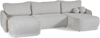 AX LIVING Big Sofa hellgrau Avezza Wohnlandschaft U Form Aschgrau 332