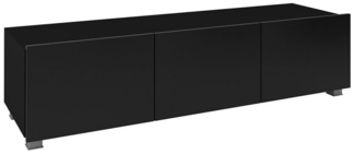 Lomadox Lowboard CAIRNS-132, in schwarz Hochglanz, Modern, grifflos