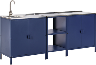 Outdoor-Küche 3er Set mit Spüle VILAMA Metall Blau