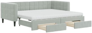 vidaXL Tagesbett Ausziehbar mit Schubladen Hellgrau 90x190 cm Samt 3196776