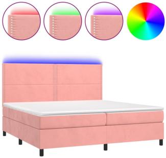 Boxspringbett mit Matratze & LED Samt Rosa 200 x 200 cm, Härtegrad: H2 [3136088]