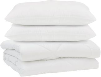 vidaXL Bettdecke mit Kissen 3 pcs Weiß Mikrofaser 3377450