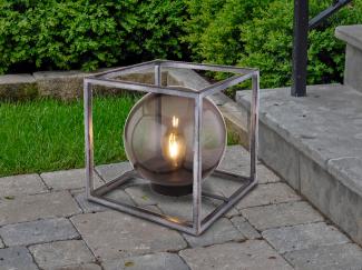 Globo LED Solar-Tischleuchte Metall Rauchglas 23cm