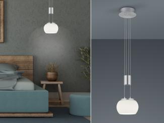 LED Pendelleuchte MADISON 1 flammig Silber mit Milchglas, Ø 18cm