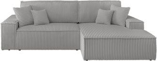 OTTO home Ecksofa FINNLEY, L-Form 257 cm, Schlafsofa, mit Bettkasten, in Bouclé, Struktur fein und Mega Cord
